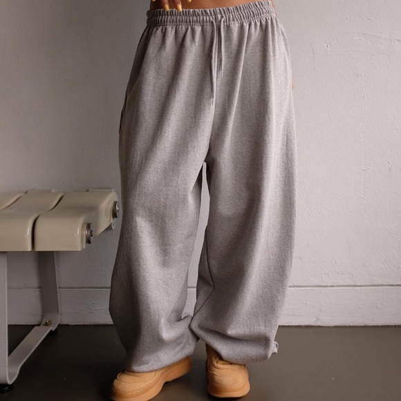 Oversized gray cotton pants joggers women relaxed trousers pants - Picture 2 of 4